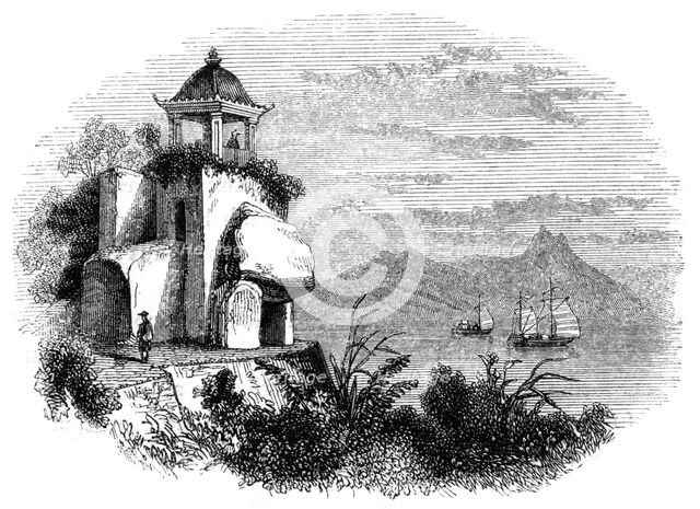 Camoens grotto, Macao, 1847. Artist: Armstrong