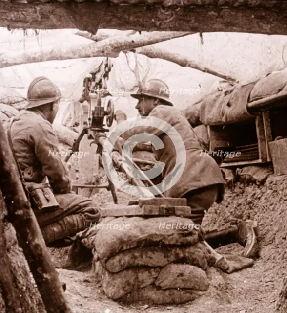 Camouflaged machine gun, c1914-c1918. Artist: Unknown.