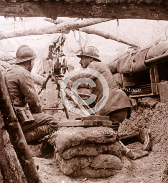 Camouflaged machine gun, c1914-c1918. Artist: Unknown.