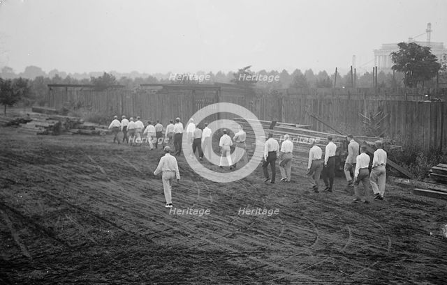 Camp, Walter, I.E, Exercise School - Cabinet Officials Exercising with Other Govt..., 1917 or 1918. Creator: Harris & Ewing.