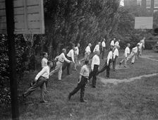 Camp, Walter, I.E, Exercise School - Cabinet Officials Exercising with Other Govt..., 1917 or 1918. Creator: Harris & Ewing