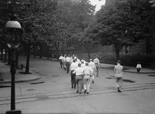 Camp, Walter, I.E, Exercise School - Cabinet Officials Exercising with Other Govt..., 1917 or 1918. Creator: Harris & Ewing