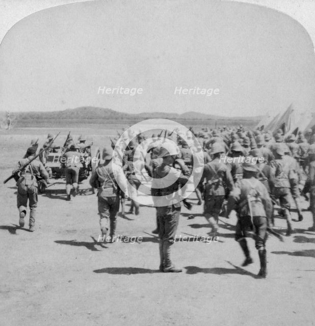 Camp alarm at Honey Nest Kloof, South Africa, 1900.Artist: Underwood & Underwood