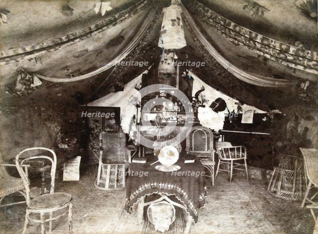 Camp at Balmoral, tent interior, c1890. Creator: Unknown.