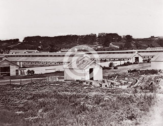 Camp Barry near Bladensberg, Maryland. Stables, 1861-65. Creator: Unknown.