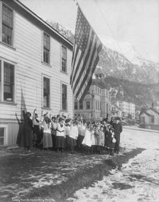 Camp-Fire Girls saluting the flag, 1915. Creator: Unknown