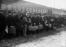 Camp Meade #1 - Arrival of Drafted Men, 1917. Creator: Harris & Ewing