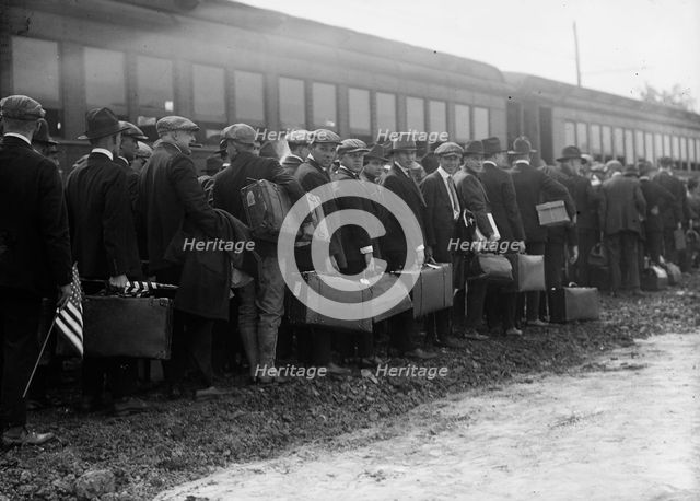 Camp Meade #1 - Arrival of Drafted Men, 1917. Creator: Harris & Ewing.