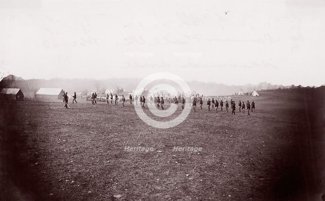 Camp of 34th Massachusetts Infantry, Miner's Hill, VA. Skirmish Drill., 1862-63. Creator: Unknown.