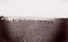 Camp of 34th Massachusetts Infantry, Miner's Hill, VA. Skirmish Drill., 1862-63. Creator: Unknown