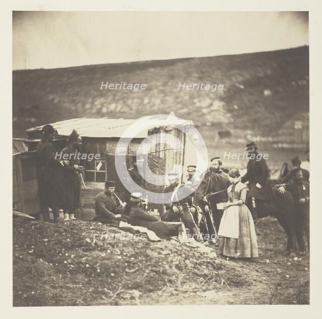 Camp of the 4th Dragoon Guards, convivial party, French & English, 1855. Creator: Roger Fenton.