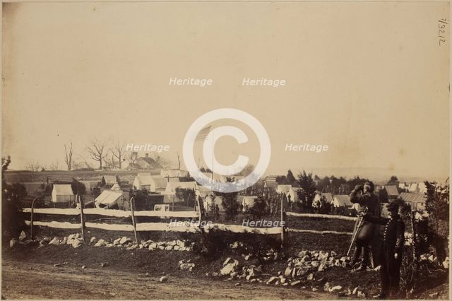 Camp of the 55th Infantry, Fort Gaines, near Tenallytown, c1865. Creator: Mathew Brady.