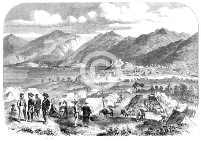 Camp of the Sikh Cavalry at Cowloong opposite Hong-Kong: Probyn's Horse and Fane's Horse..., 1860. Creator: Unknown.