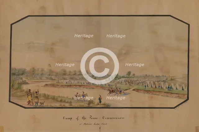 Camp of the Peace Commissioners at Medicine Lodge Creek, 1867. Creator: Hermann Stieffel.