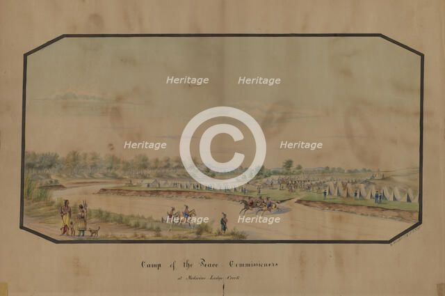 Camp of the Peace Commissioners at Medicine Lodge Creek, 1867. Creator: Hermann Stieffel.