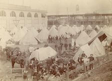 Camp of troops from Fort Sheridan at the Coliseum, Chicago, Illinois, USA, 15th May, 1897