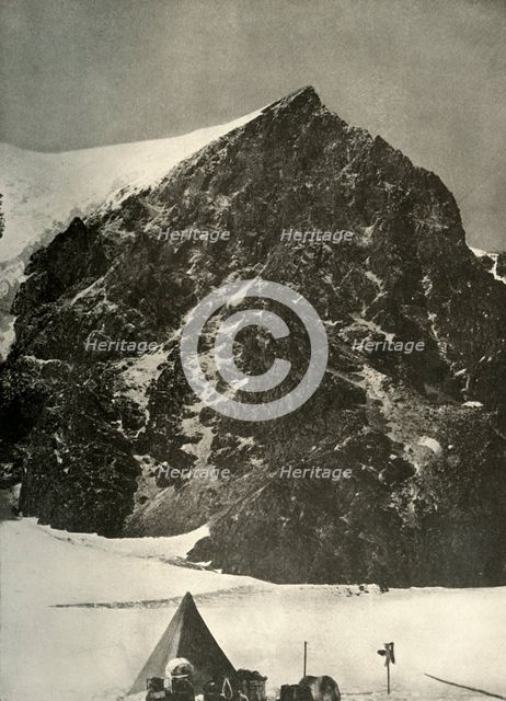 'Camp on December 17 on the Ferrar Glacier below Sentinel Rock', 1908, (1909). Artist: Unknown.