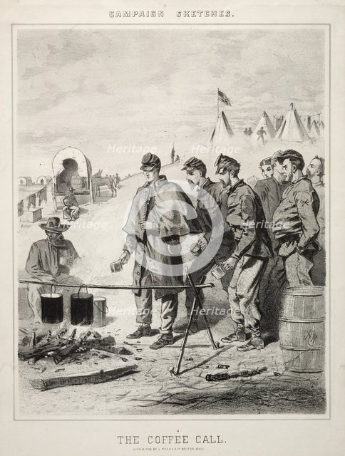 Campaign Sketches: The Coffee Call, 1863. Creator: Winslow Homer (American, 1836-1910).