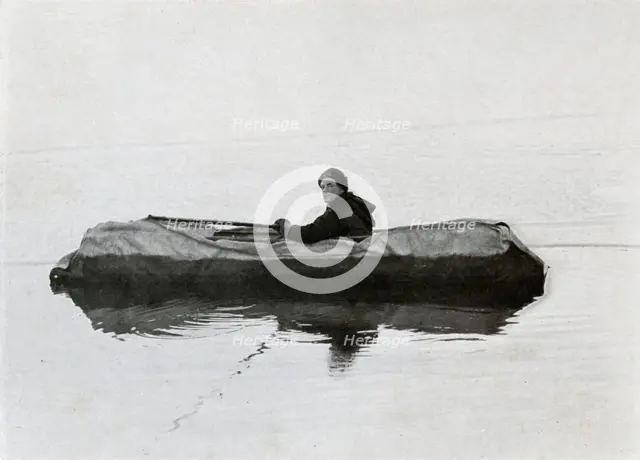 'Campbell Afloat in a Kayak', 1911, (1913). Artist: G Murray Levick.