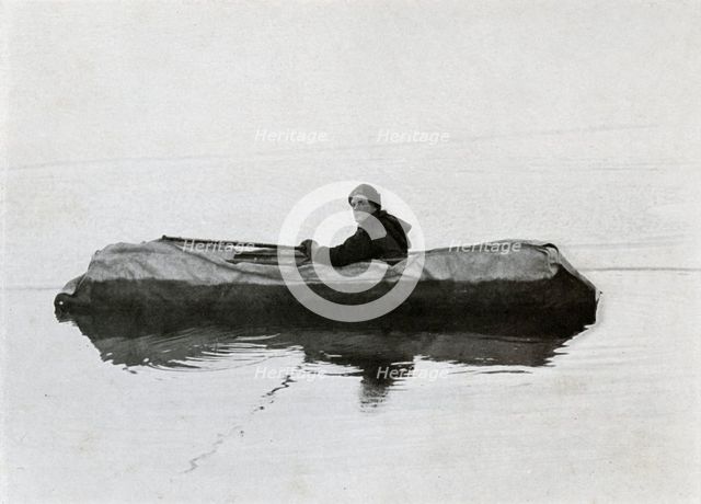 'Campbell Afloat in a Kayak', 1911, (1913). Artist: G Murray Levick.