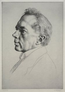 Campbell Dodgson, Profile to the Left, 1919. Creator: William Strang (British, 1859-1921)