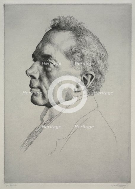 Campbell Dodgson, Profile to the Left, 1919. Creator: William Strang (British, 1859-1921).