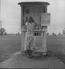 Campers bulletin board, Shafter camp, California, 1938. Creator: Dorothea Lange