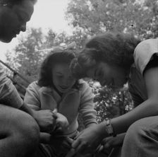 Campers helping with the kitchen work at Camp Ellen Marvin, Arden, New York, 1943. Creator: Gordon Parks