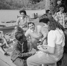Campers helping with the kitchen work at Camp Gaylord White, Arden, New York, 1943. Creator: Gordon Parks