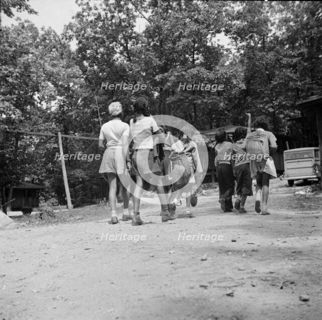 Campers leaving for a day's hike at Camp Fern Rock, Bear Mountain, New York, 1943 Creator: Gordon Parks.