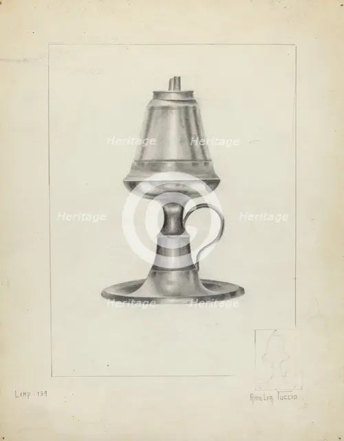 Camphene Lamp, 1935/1942. Creator: Amelia Tuccio.