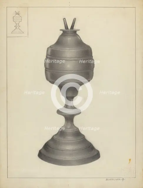 Camphene Lamp, 1935/1942. Creator: Arsen Maralian.