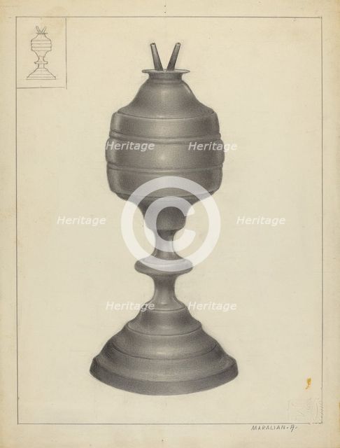 Camphene Lamp, 1935/1942. Creator: Arsen Maralian.