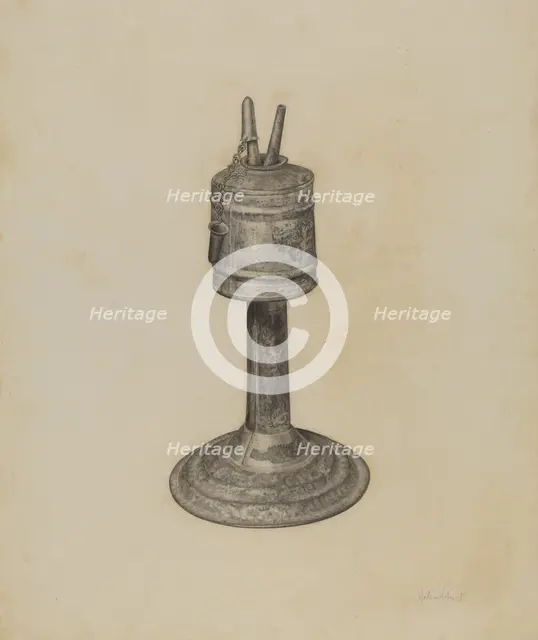 Camphene Lamp, 1935/1942. Creator: Helen Hobart.