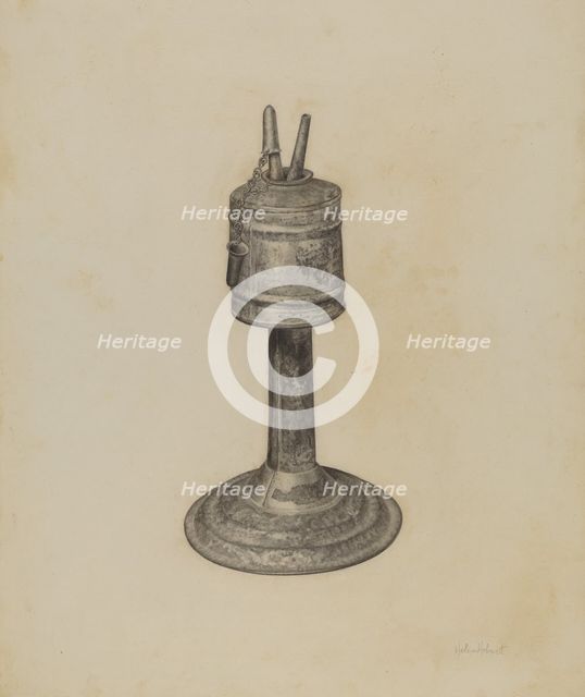 Camphene Lamp, 1935/1942. Creator: Helen Hobart.