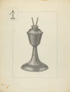 Camphene Lamp, 1935/1942. Creator: Herman Bader