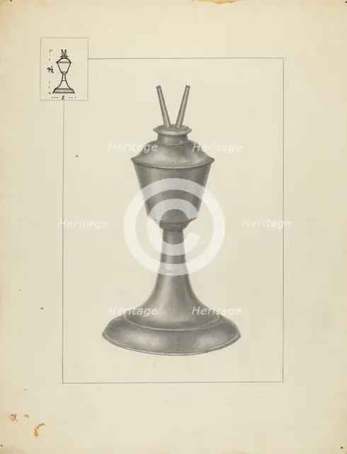 Camphene Lamp, 1935/1942. Creator: Herman Bader.
