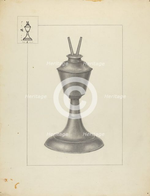 Camphene Lamp, 1935/1942. Creator: Herman Bader.