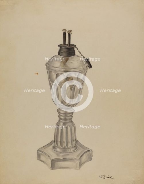 Camphene Lamp, 1935/1942. Creator: Paul Ward.