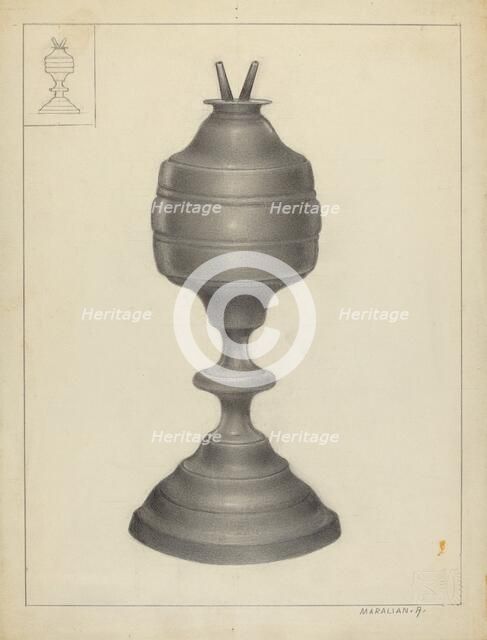 Camphene Lamp, 1935/1942. Creator: Arsen Maralian.