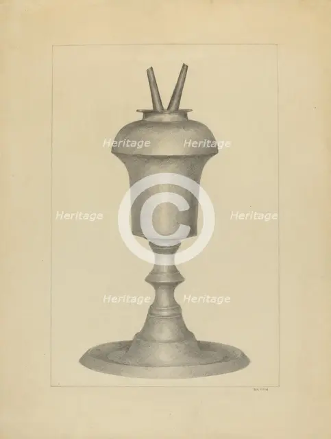 Camphene Lamp, c. 1936. Creator: E. Dorsey Bruen.