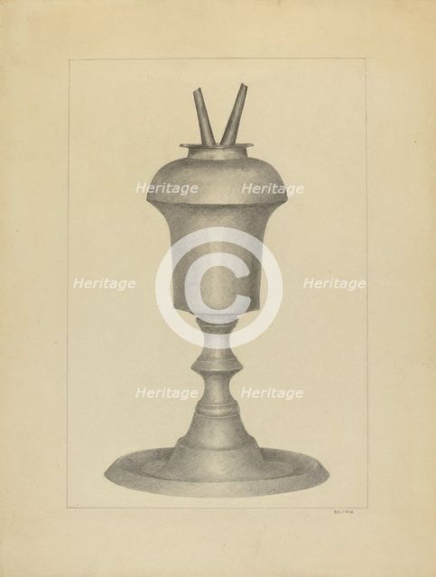Camphene Lamp, c. 1936. Creator: E. Dorsey Bruen.