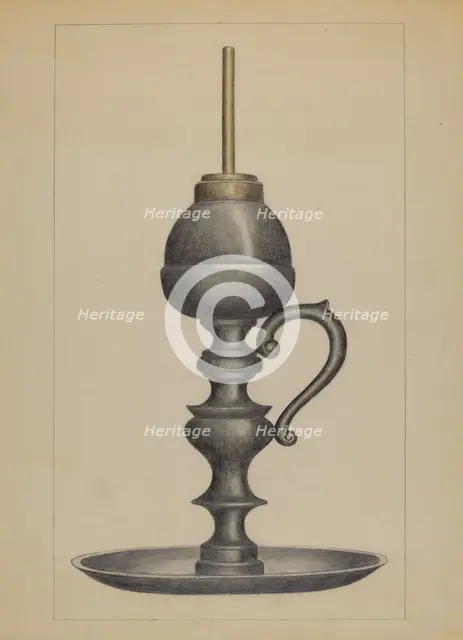 Camphene Lamp, c. 1936. Creator: Herman Bader.