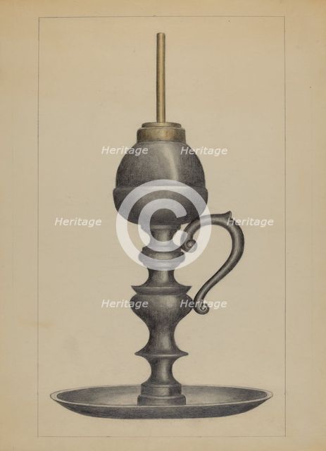 Camphene Lamp, c. 1936. Creator: Herman Bader.