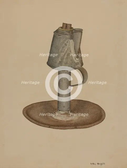 Camphene Lamp, c. 1939. Creator: LeRoy Griffith.
