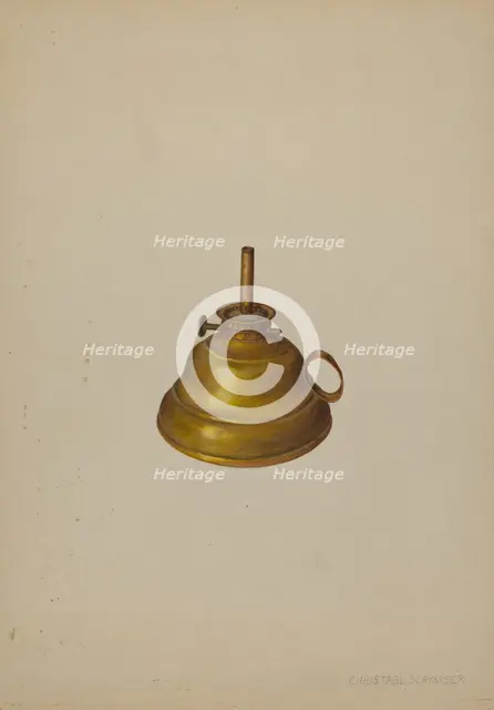 Camphene Lamp, c. 1940. Creator: Christabel Scrymser.