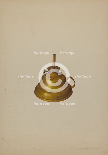 Camphene Lamp, c. 1940. Creator: Christabel Scrymser.