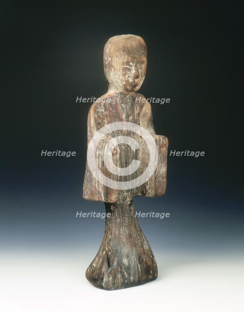 Camphor wood standing female figure, China, c206 BC-c8 AD. Artist: Unknown