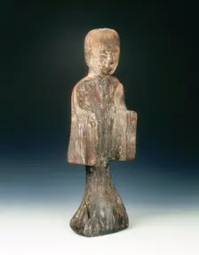Camphor wood standing female figure, China, c206 BC-c8 AD. Creator: Unknown