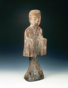 Camphor wood standing female figure, China, c206 BC-c8 AD. Creator: Unknown